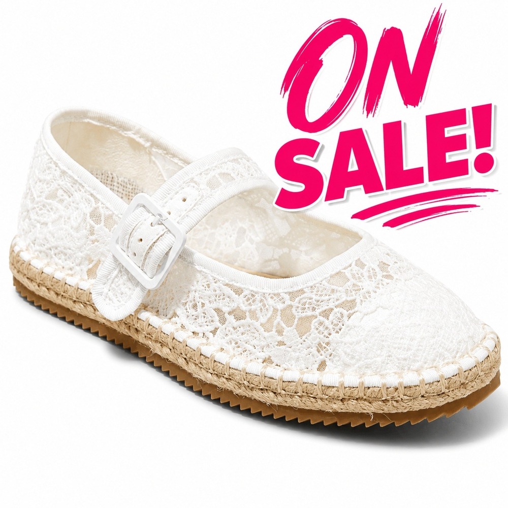 Art Class Madeline White Lace Espadrille Flats Girls Size 3 NWT